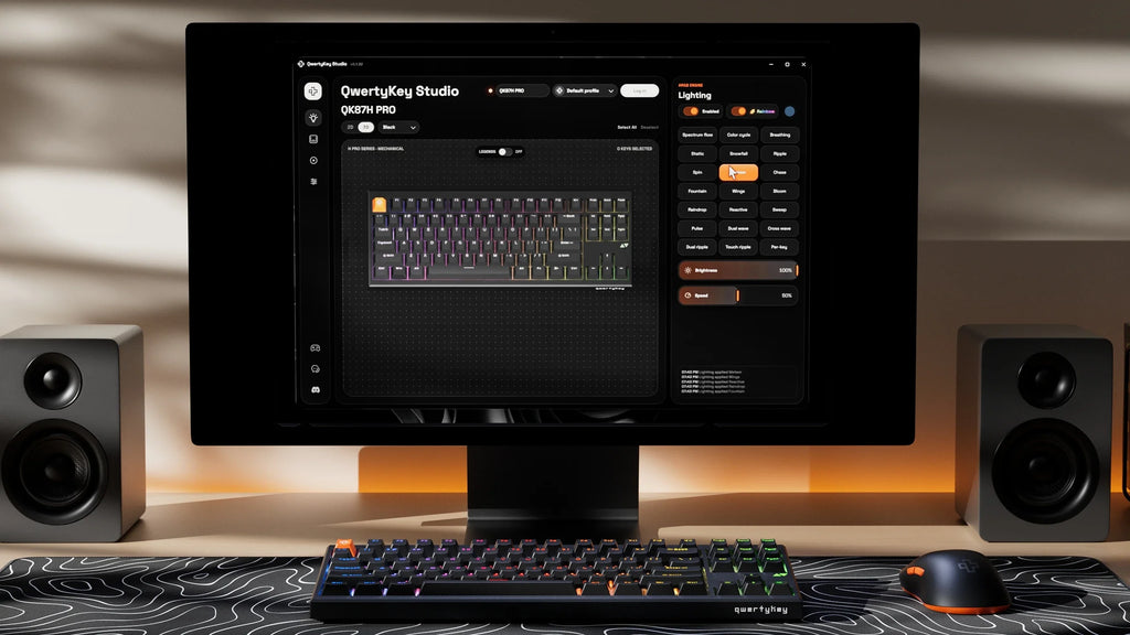 QwertyKey H87 Pro V2 fekete – vezeték nélküli mechanikus gamer billentyűzet, hot-swap, gasket, Full RGB