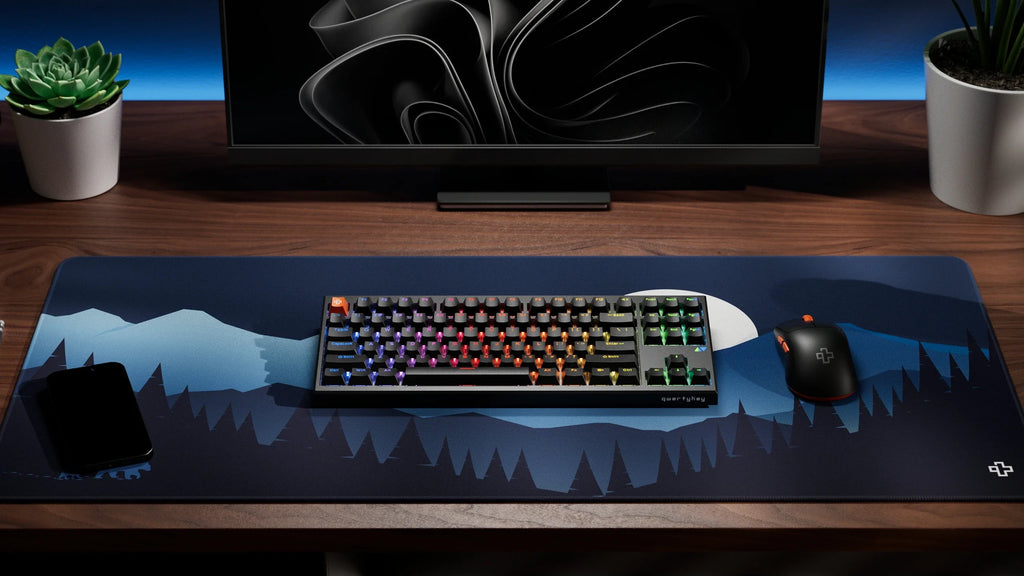 QwertyKey H87 Pro V2 fekete – vezeték nélküli mechanikus gamer billentyűzet, hot-swap, gasket, Full RGB