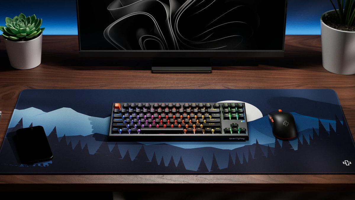 QwertyKey H87 Pro V2 fekete – vezeték nélküli mechanikus gamer billentyűzet, hot-swap, gasket, Full RGB