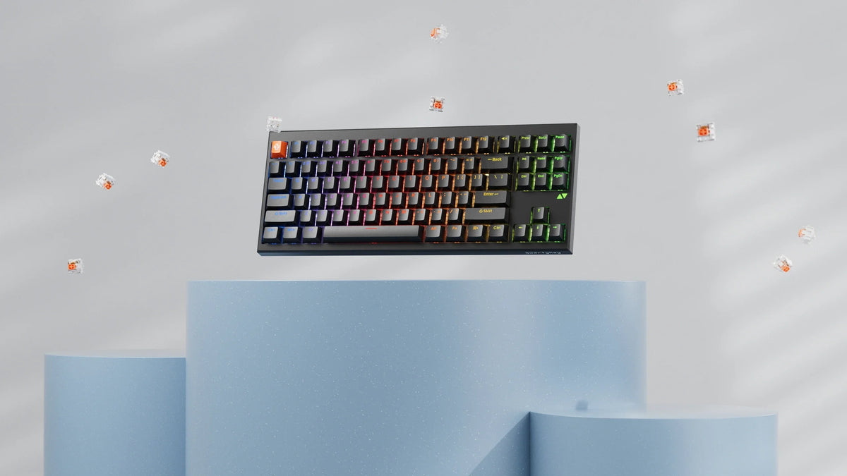 QwertyKey H87 Pro V2 fekete – vezeték nélküli mechanikus gamer billentyűzet, hot-swap, gasket, Full RGB