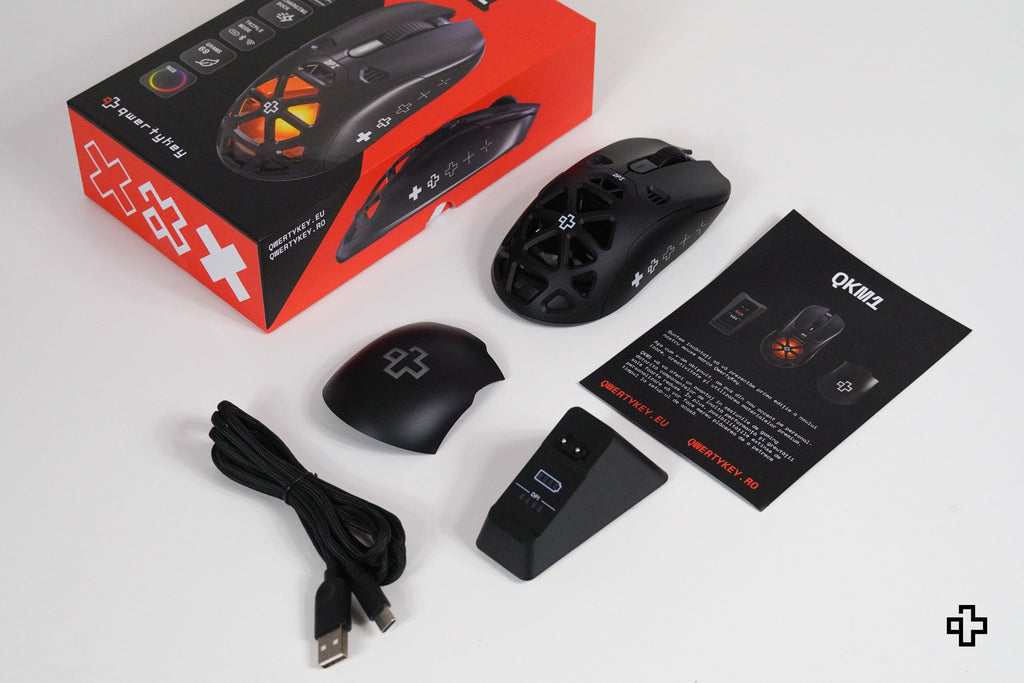 QwertyKey QKM1 vezeték nélküli Bluetooth egér töltődokkal, fekete