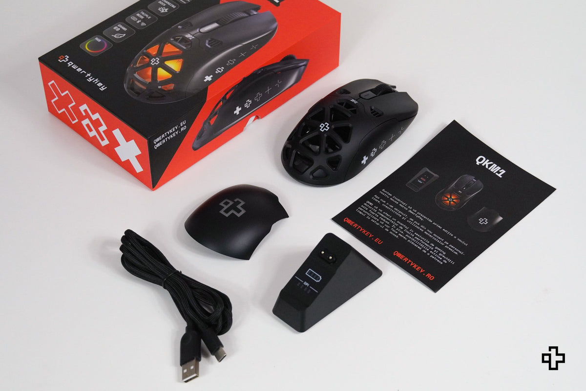 QwertyKey QKM1 vezeték nélküli Bluetooth egér töltődokkal, fekete