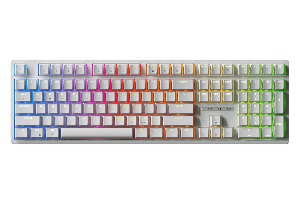 QwertyKey H100 White – vezeték nélküli mechanikus gamer billentyűzet, hot-swap, Full RGB