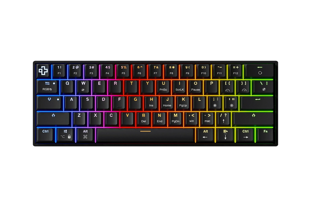 QwertyKey H61 Split Black – mechanikus gamer billentyűzet, hot-swap, Full RGB