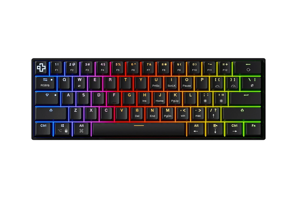 QwertyKey H61 Split Black – mechanikus gamer billentyűzet, hot-swap, Full RGB