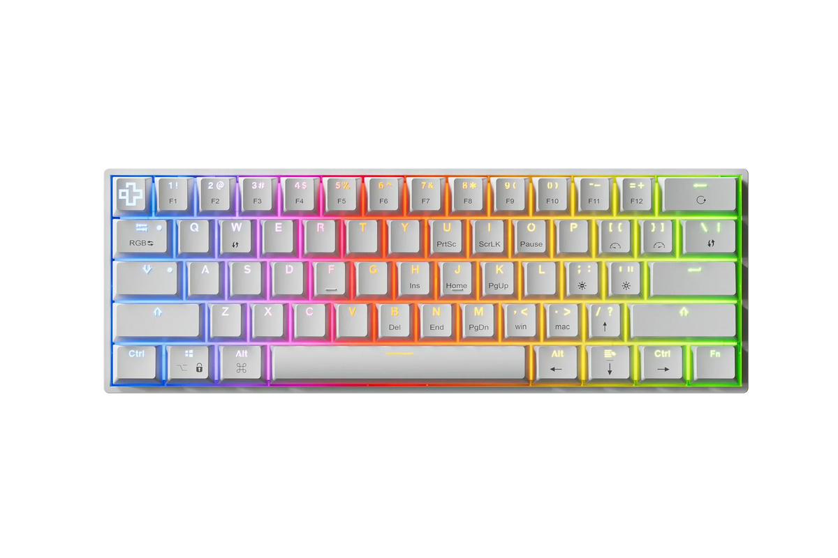 QwertyKey H61 Split White – mechanikus gamer billentyűzet, hot-swap, Full RGB