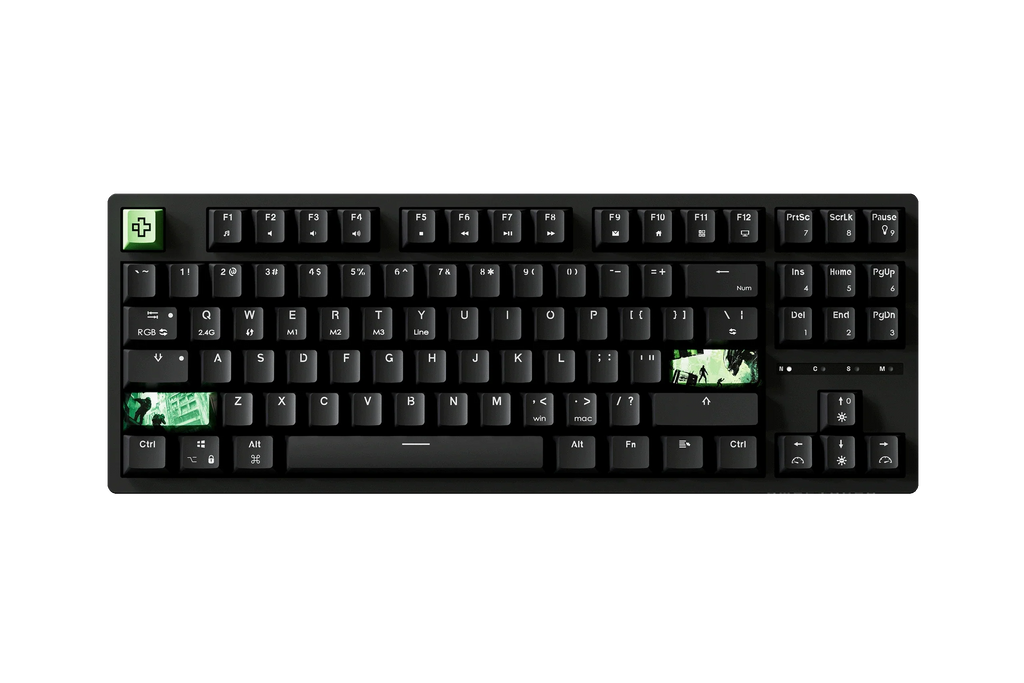 QwertyKey H87 Black – vezeték nélküli mechanikus gamer billentyűzet, hot-swap, Full RGB