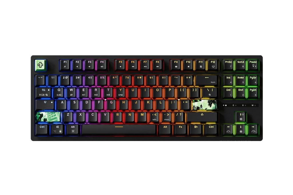 QwertyKey H87 Black – vezeték nélküli mechanikus gamer billentyűzet, hot-swap, Full RGB