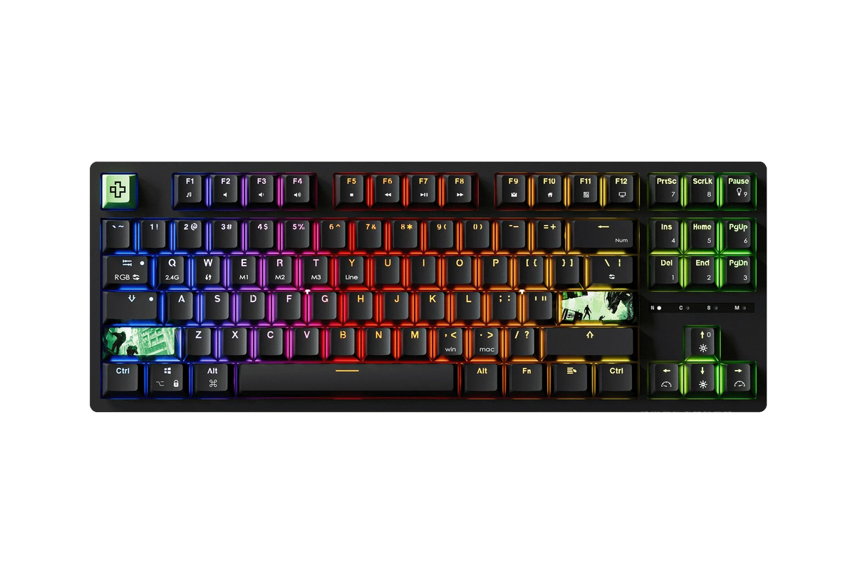 QwertyKey H87 Black – vezeték nélküli mechanikus gamer billentyűzet, hot-swap, Full RGB