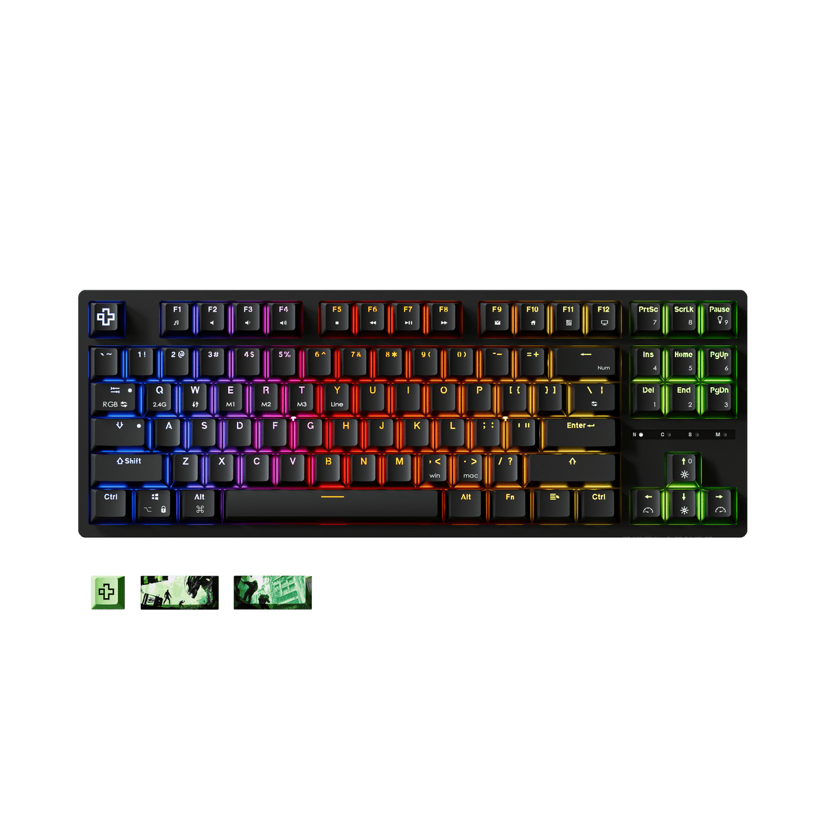 QwertyKey H87 Black – vezeték nélküli mechanikus gamer billentyűzet, hot-swap, Full RGB
