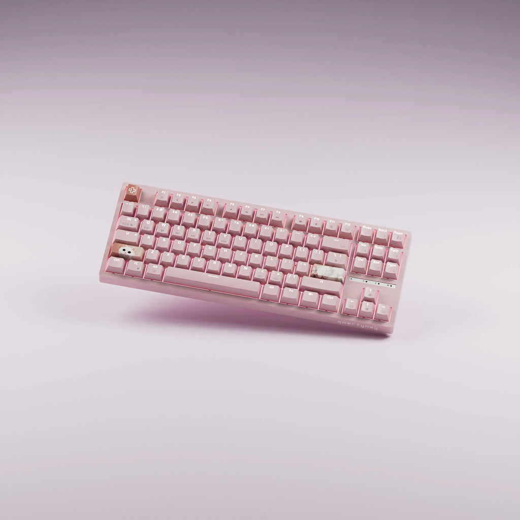 QwertyKey H87 Pink – vezeték nélküli mechanikus gamer billentyűzet, hot-swap, Full RGB