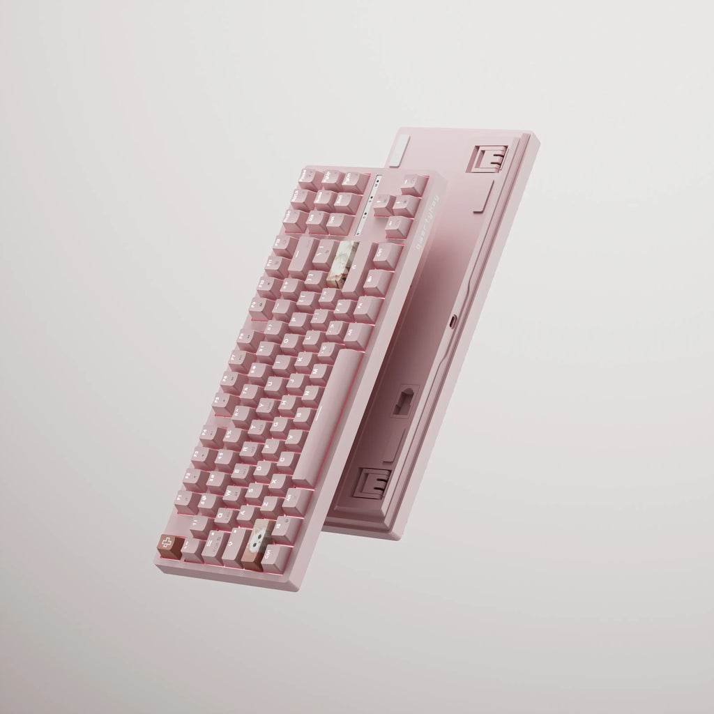 QwertyKey H87 Pink – vezeték nélküli mechanikus gamer billentyűzet, hot-swap, Full RGB
