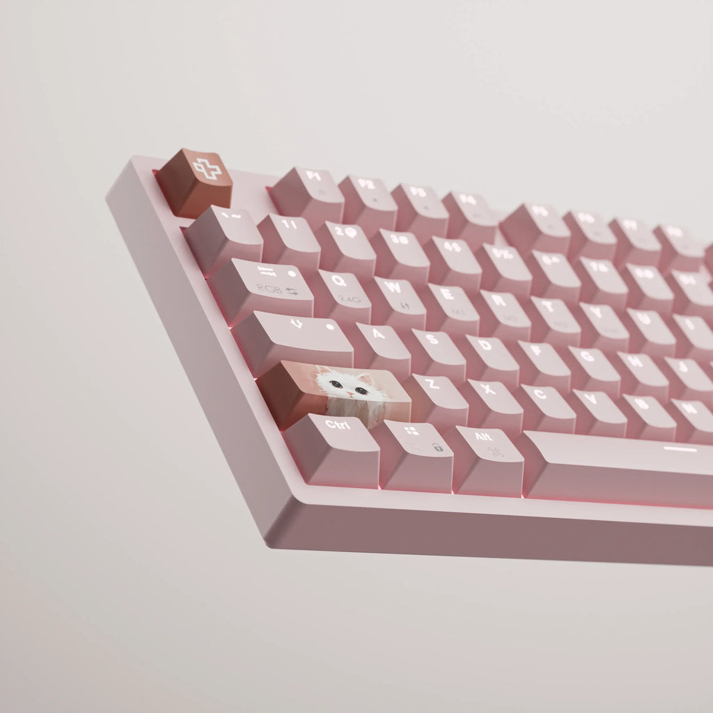 QwertyKey H87 Pink – vezeték nélküli mechanikus gamer billentyűzet, hot-swap, Full RGB