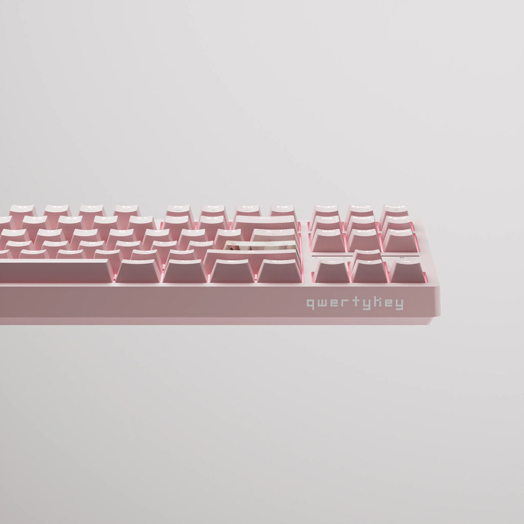 QwertyKey H87 Pink – vezeték nélküli mechanikus gamer billentyűzet, hot-swap, Full RGB