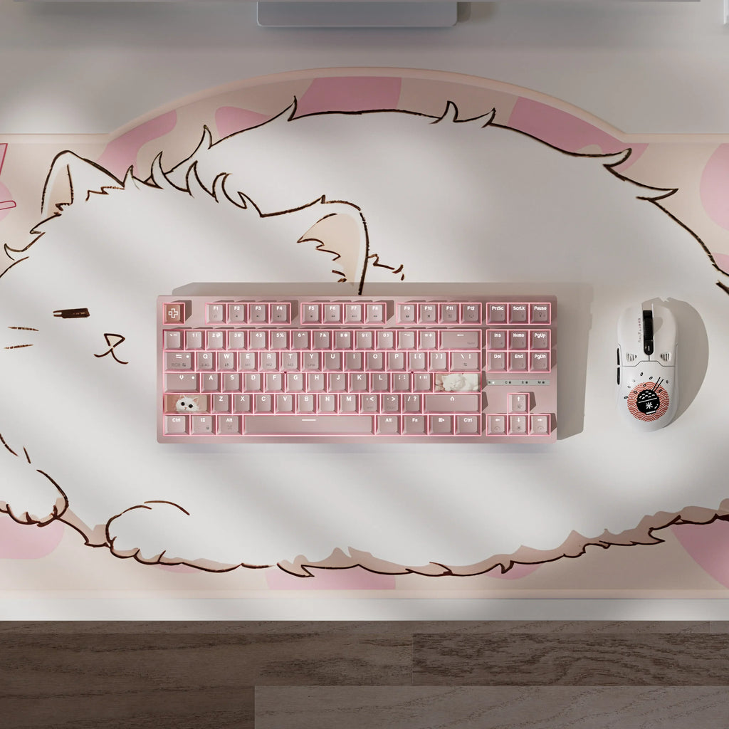 QwertyKey H87 Pink – vezeték nélküli mechanikus gamer billentyűzet, hot-swap, Full RGB