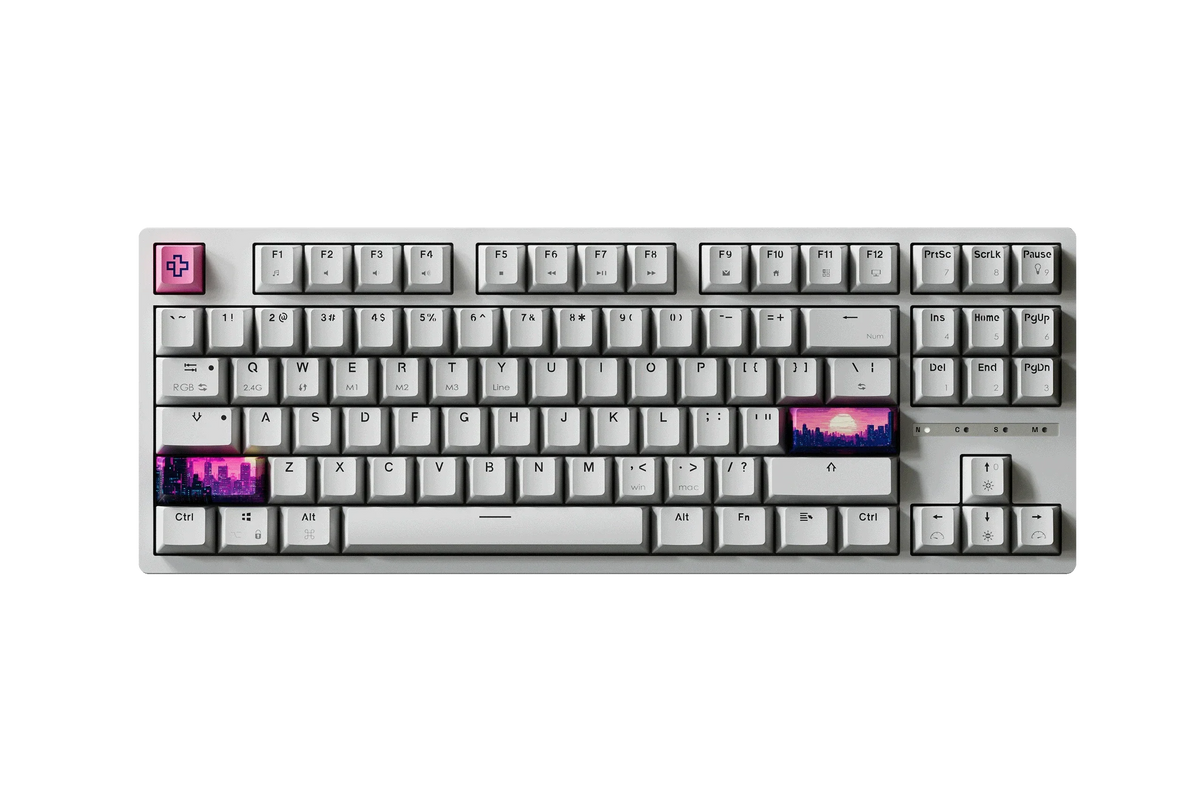 QwertyKey H87 White – vezeték nélküli mechanikus gamer billentyűzet, hot-swap, Full RGB
