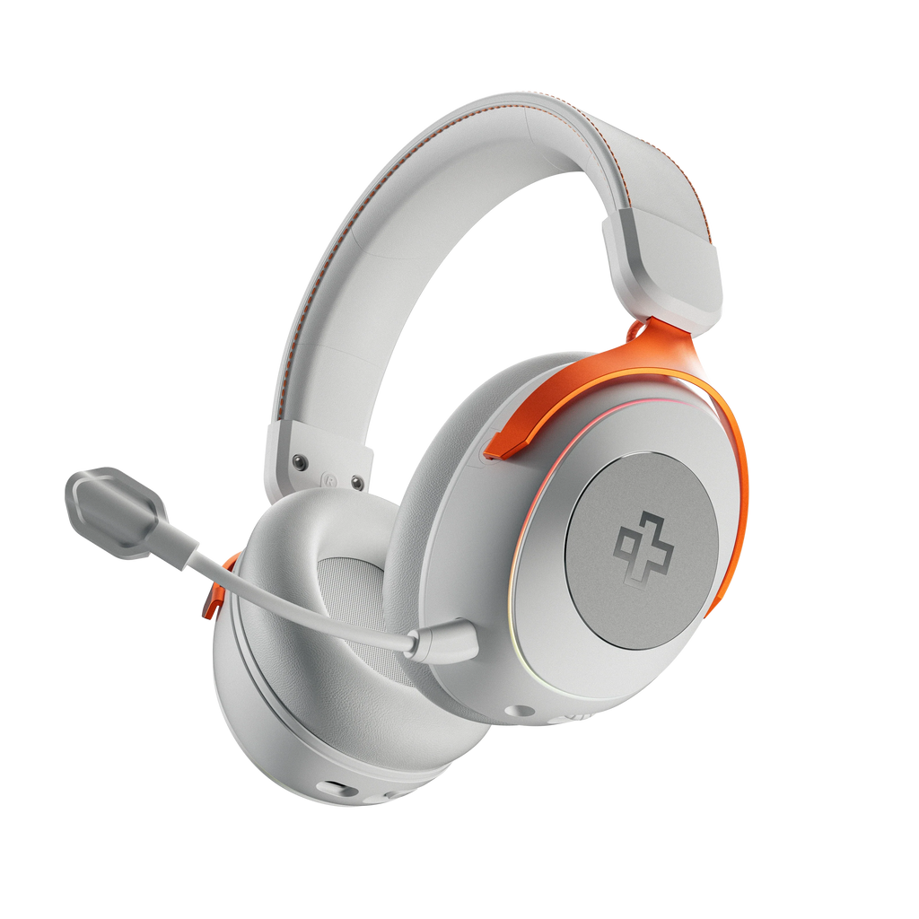 QwertyKey Pulse White vezeték nélküli gamer headset, háromféle csatlakozás, RGB, szoftver, mikrofon AI zajszűréssel