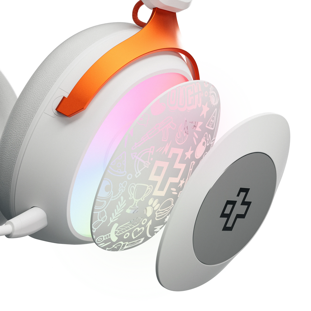 QwertyKey Pulse White vezeték nélküli gamer headset, háromféle csatlakozás, RGB, szoftver, mikrofon AI zajszűréssel