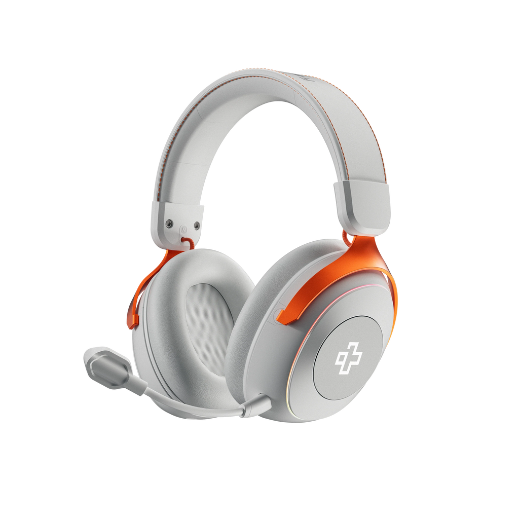 QwertyKey Pulse White vezeték nélküli gamer headset, háromféle csatlakozás, RGB, szoftver, mikrofon AI zajszűréssel