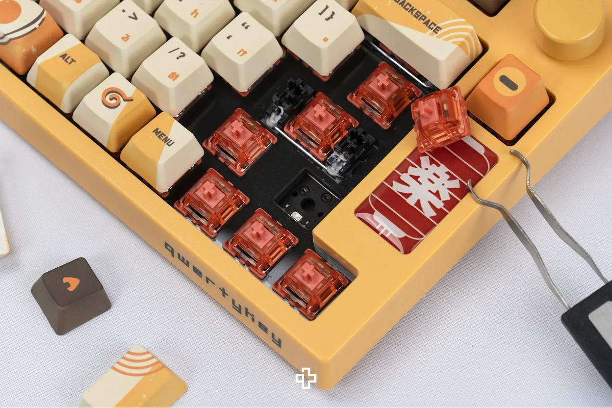 QwertyKey75 Ramen – vezeték nélküli mechanikus gamer billentyűzet, hot-swap, Full RGB, gasket mount