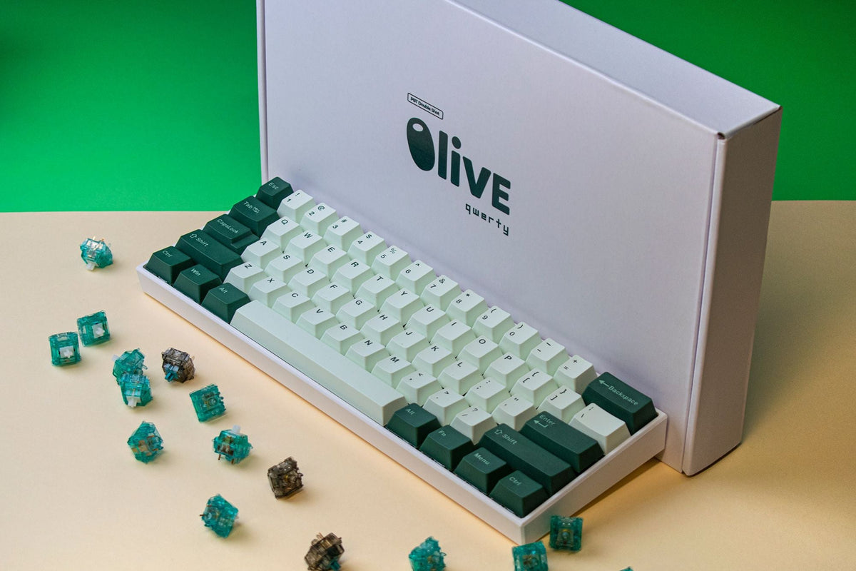 QWERTY Olive Cherry profilú PBT double-shot keycap szett