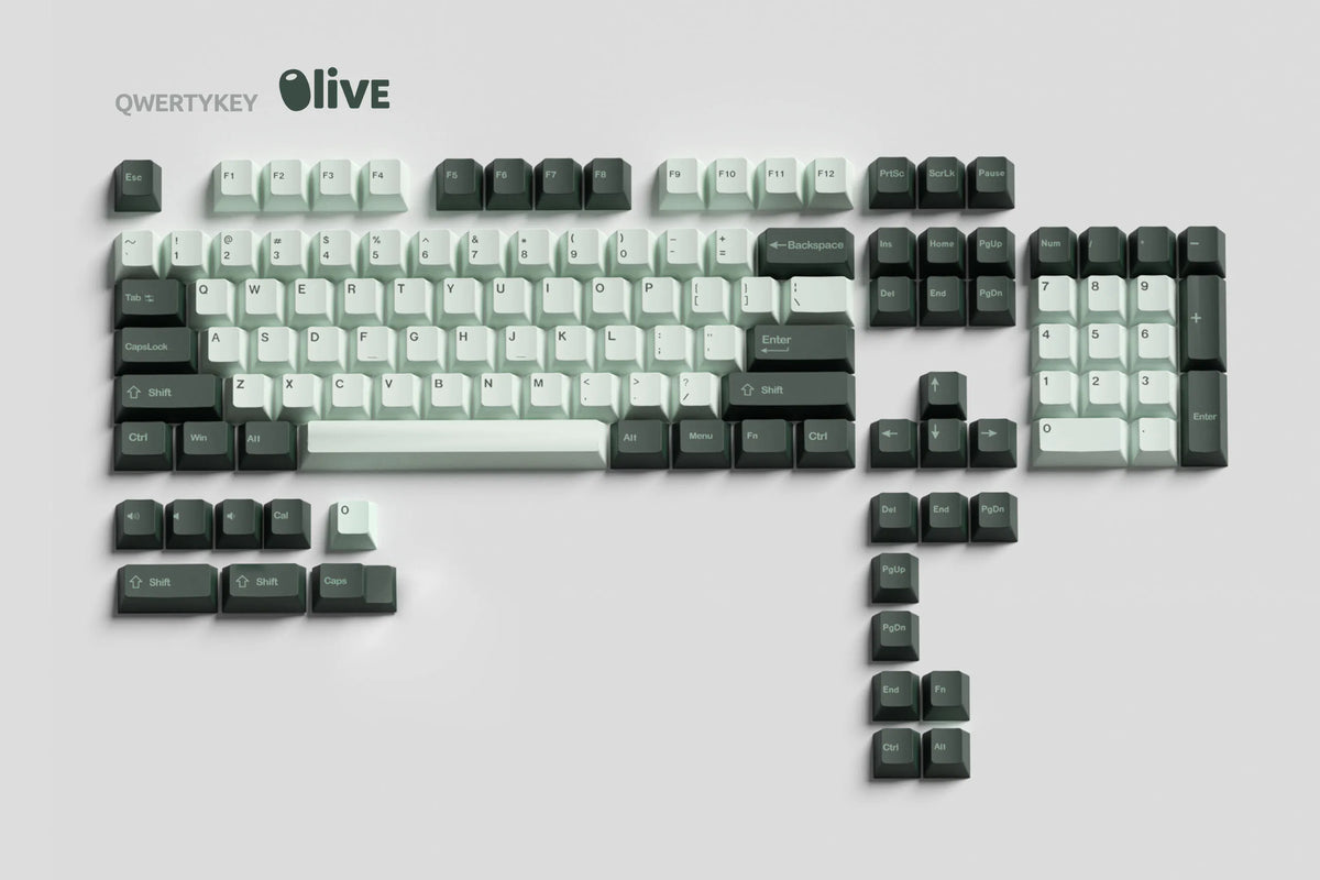 QWERTY Olive Cherry profilú PBT double-shot keycap szett