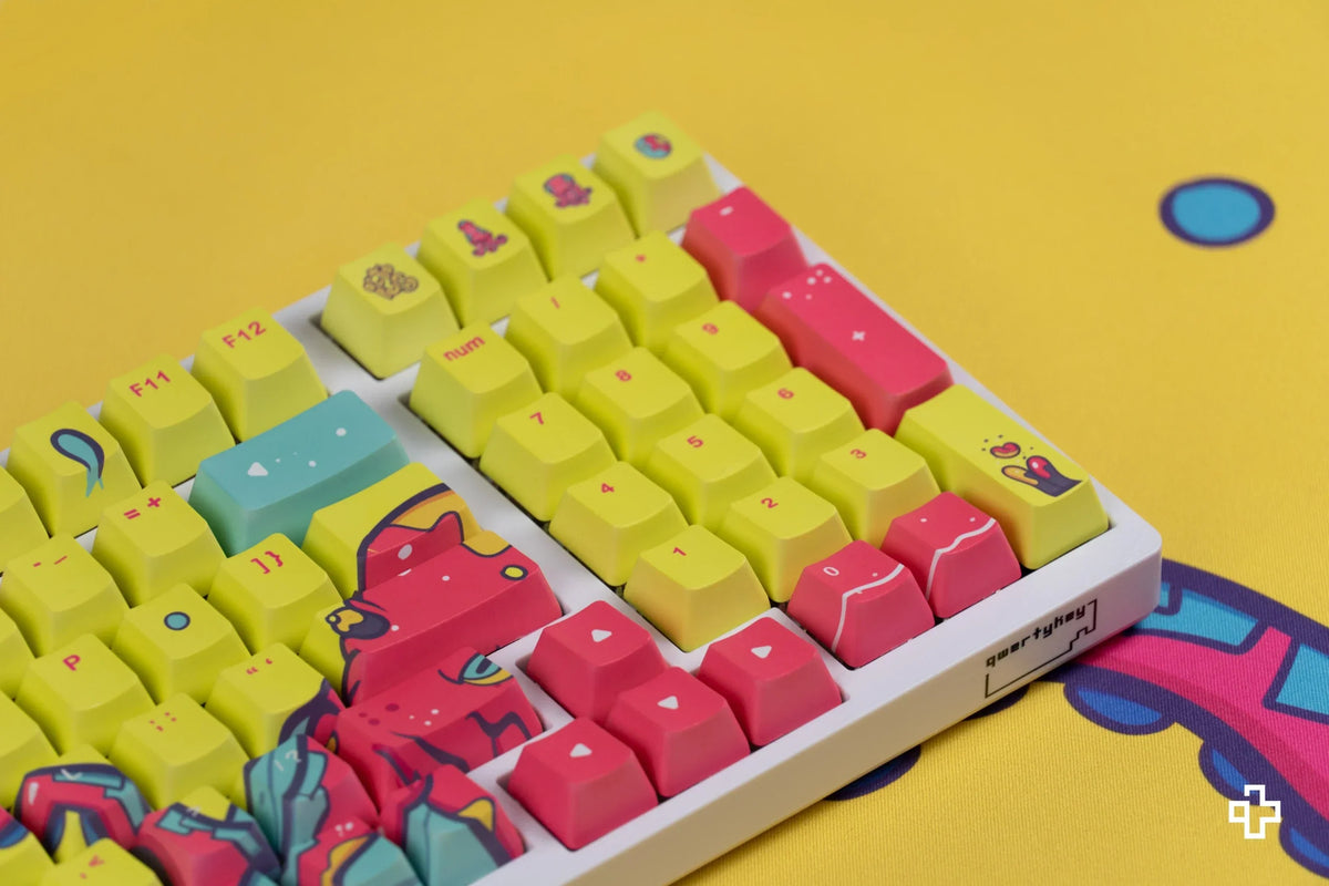 QwertyKey Octopus Yellow OEM profilú PBT keycap szett