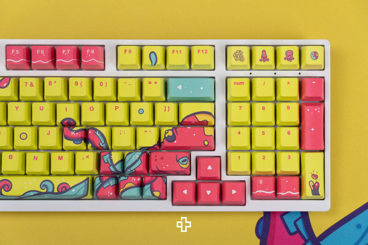 QwertyKey Octopus Yellow OEM profilú PBT keycap szett