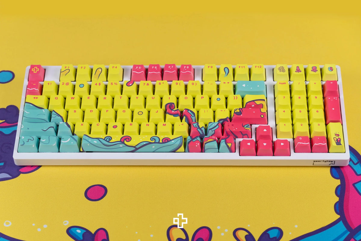 QwertyKey Octopus Yellow OEM profilú PBT keycap szett