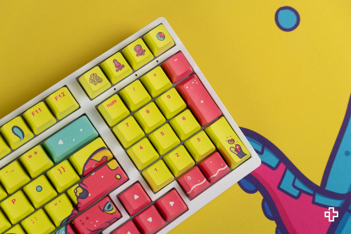 QwertyKey Octopus Yellow OEM profilú PBT keycap szett
