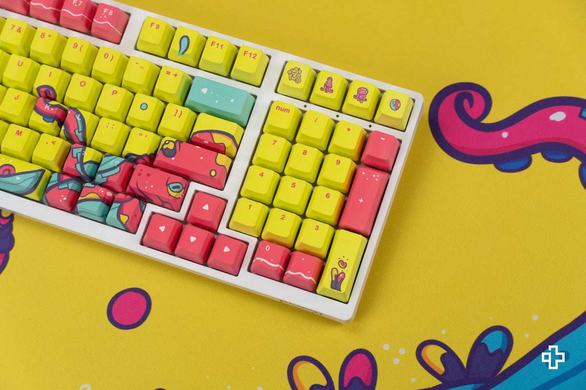 QwertyKey Octopus Yellow OEM profilú PBT keycap szett