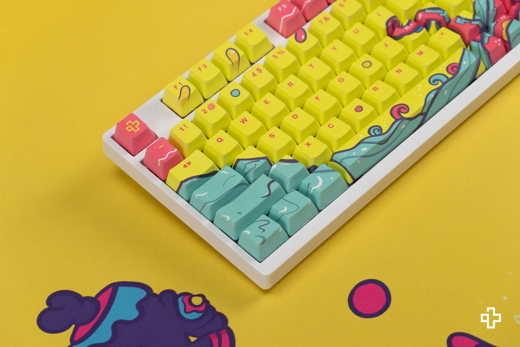 QwertyKey Octopus Yellow OEM profilú PBT keycap szett
