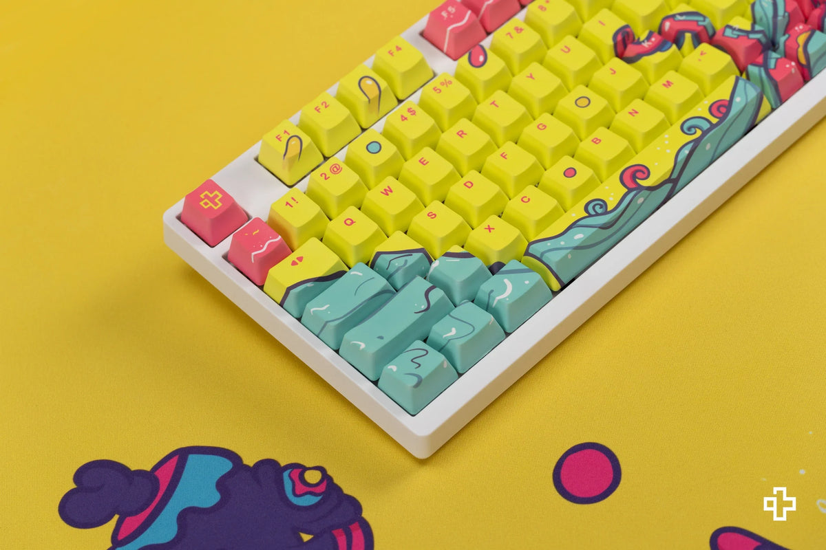 QwertyKey Octopus Yellow OEM profilú PBT keycap szett