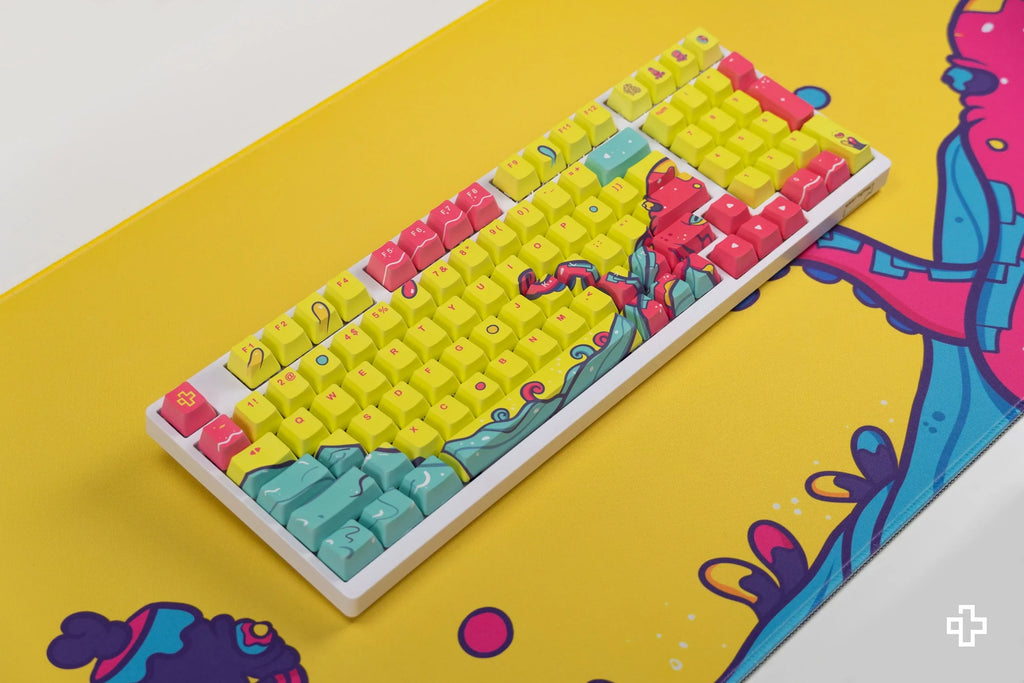 QwertyKey Octopus Yellow OEM profilú PBT keycap szett