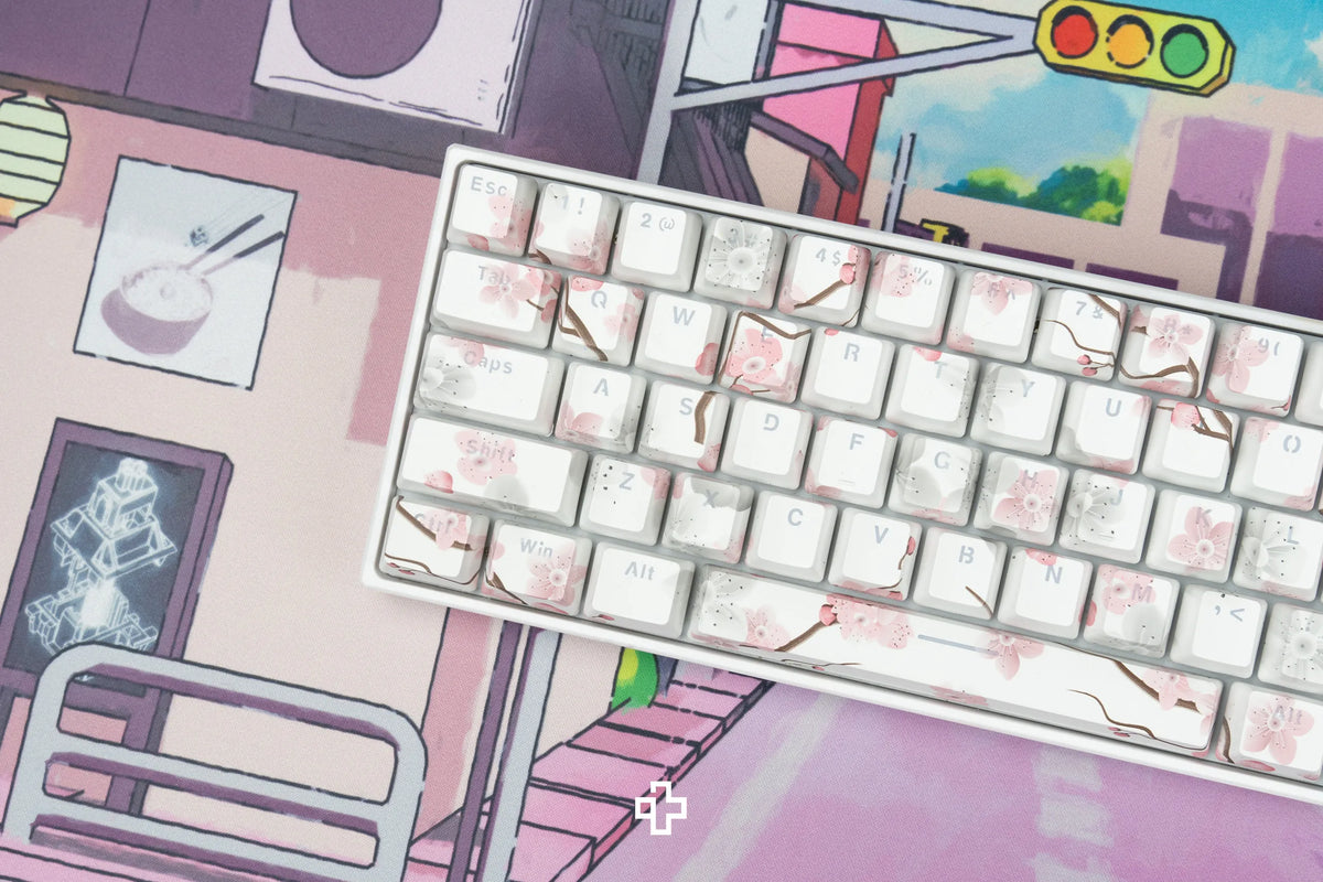 Sakura áttetsző OEM profilú ABS double-shot keycap szett