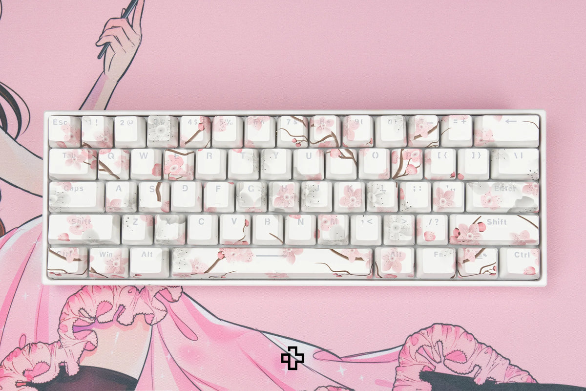 Sakura áttetsző OEM profilú ABS double-shot keycap szett