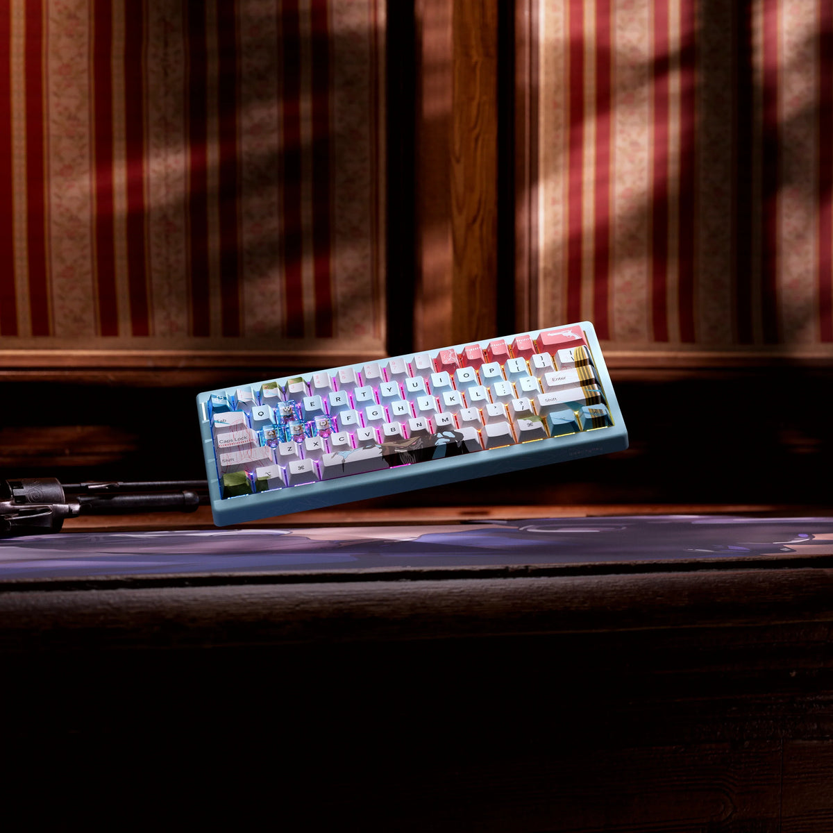 QwertyKey61 PRO Western – vezeték nélküli mechanikus gamer billentyűzet, hot-swap, Full RGB