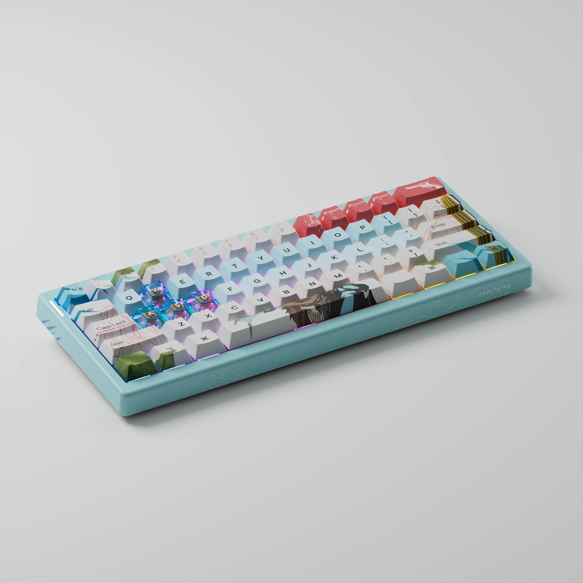 QwertyKey61 PRO Western – vezeték nélküli mechanikus gamer billentyűzet, hot-swap, Full RGB