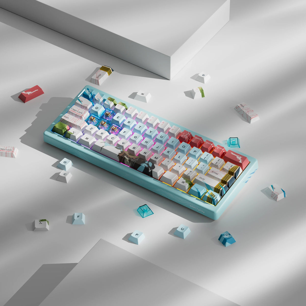 QwertyKey61 PRO Western – vezeték nélküli mechanikus gamer billentyűzet, hot-swap, Full RGB