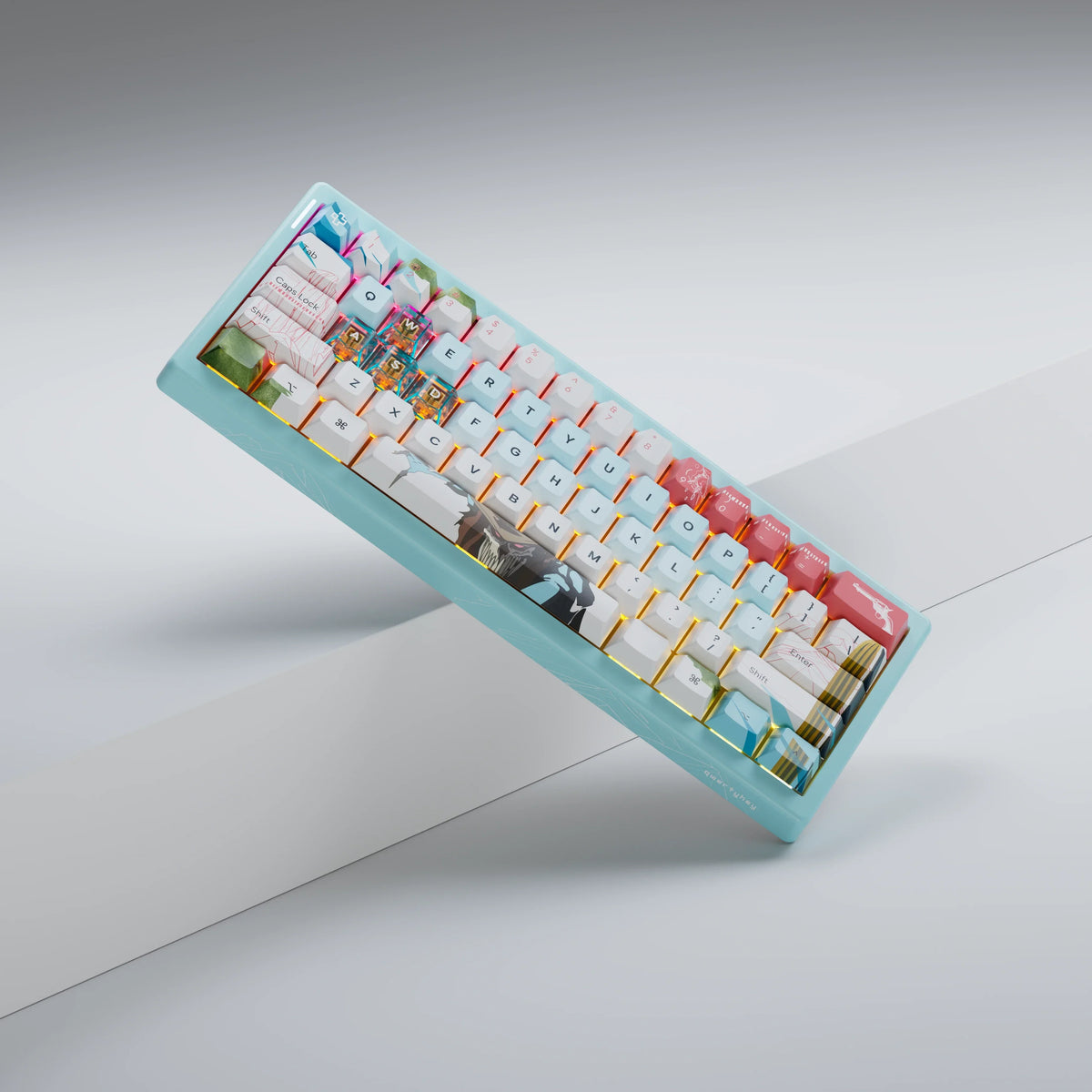QwertyKey61 PRO Western – vezeték nélküli mechanikus gamer billentyűzet, hot-swap, Full RGB