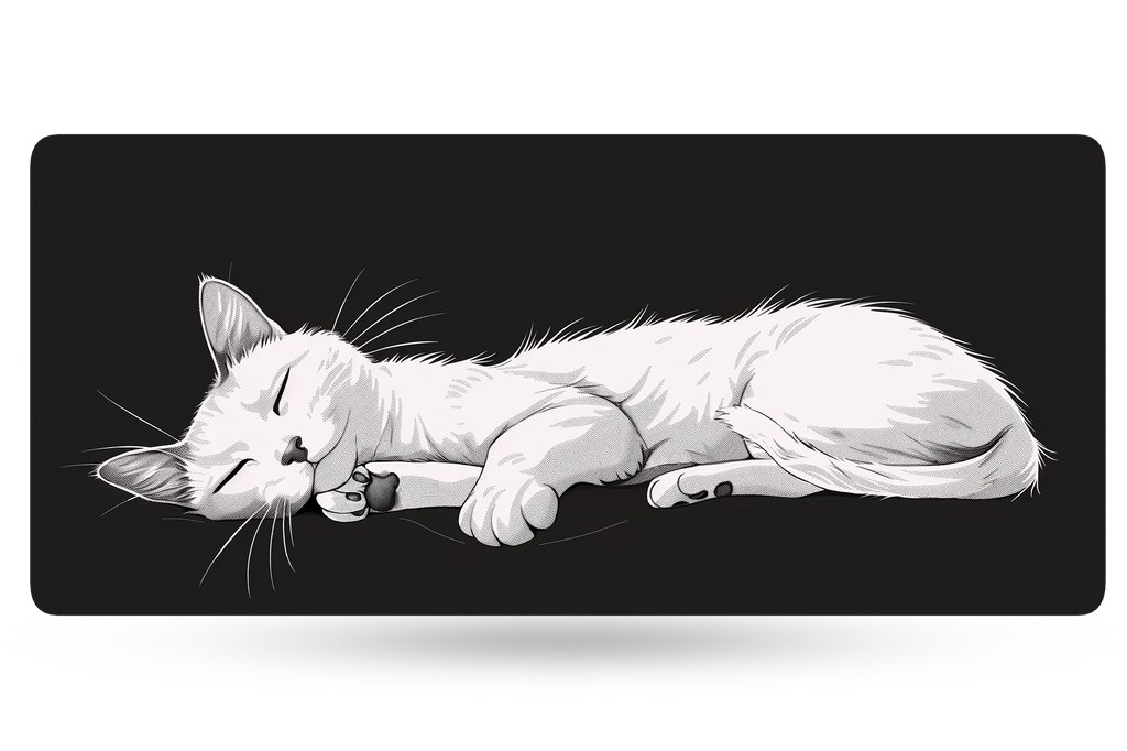 QwertyKey Black Cat gamer asztali egérpad, vízálló, varrott szélek, 4 mm, csúszásmentes gumitalp