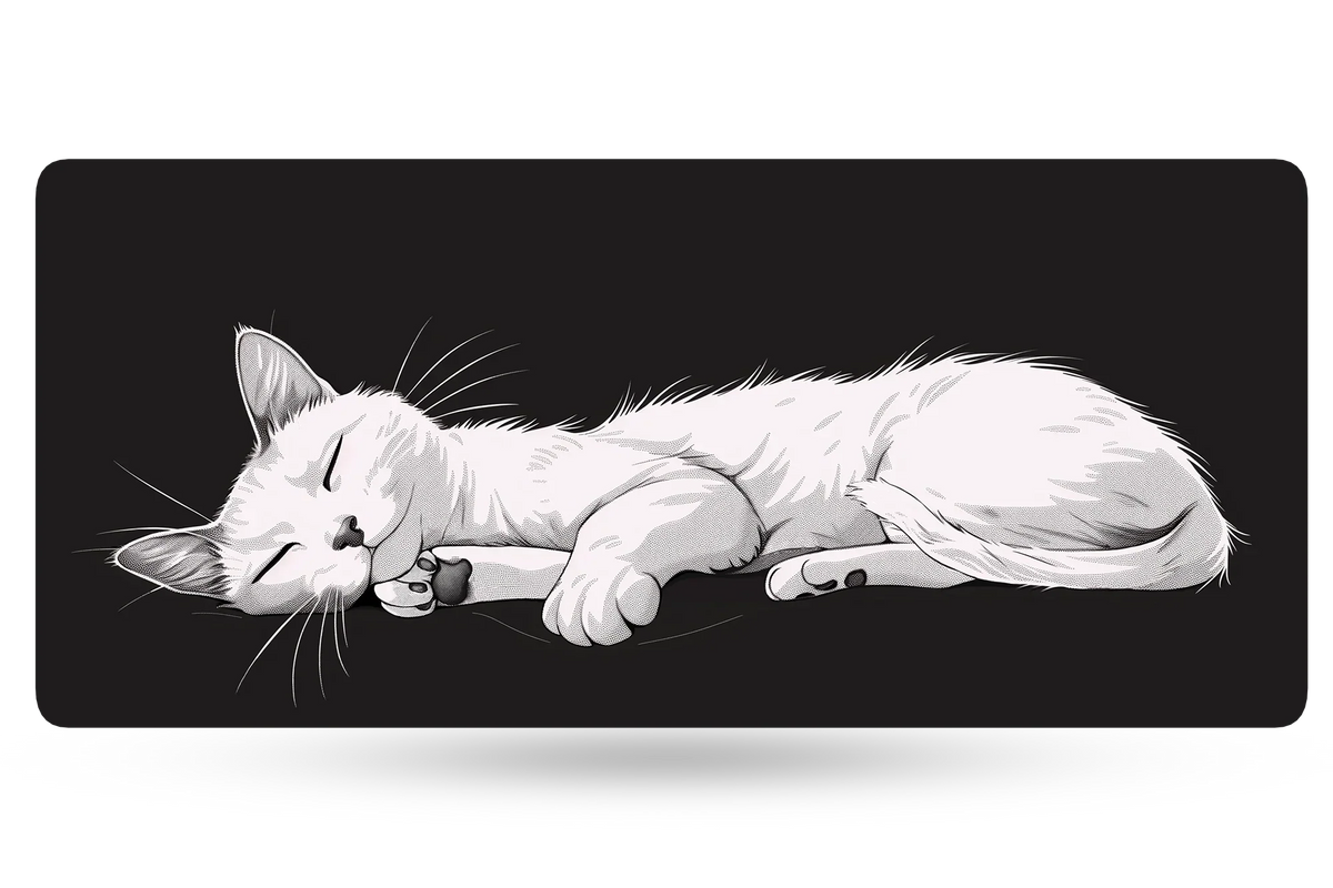 QwertyKey Black Cat gamer asztali egérpad, vízálló, varrott szélek, 4 mm, csúszásmentes gumitalp
