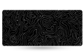 QwertyKey Topographic Black gamer asztali egérpad, vízálló, varrott szélek, 4 mm, csúszásmentes gumitalp