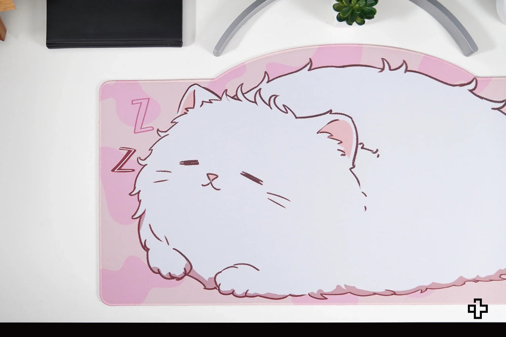QwertyKey Bliss Cat gamer asztali egérpad, vízálló, varrott szélek, 4 mm, csúszásmentes gumitalp