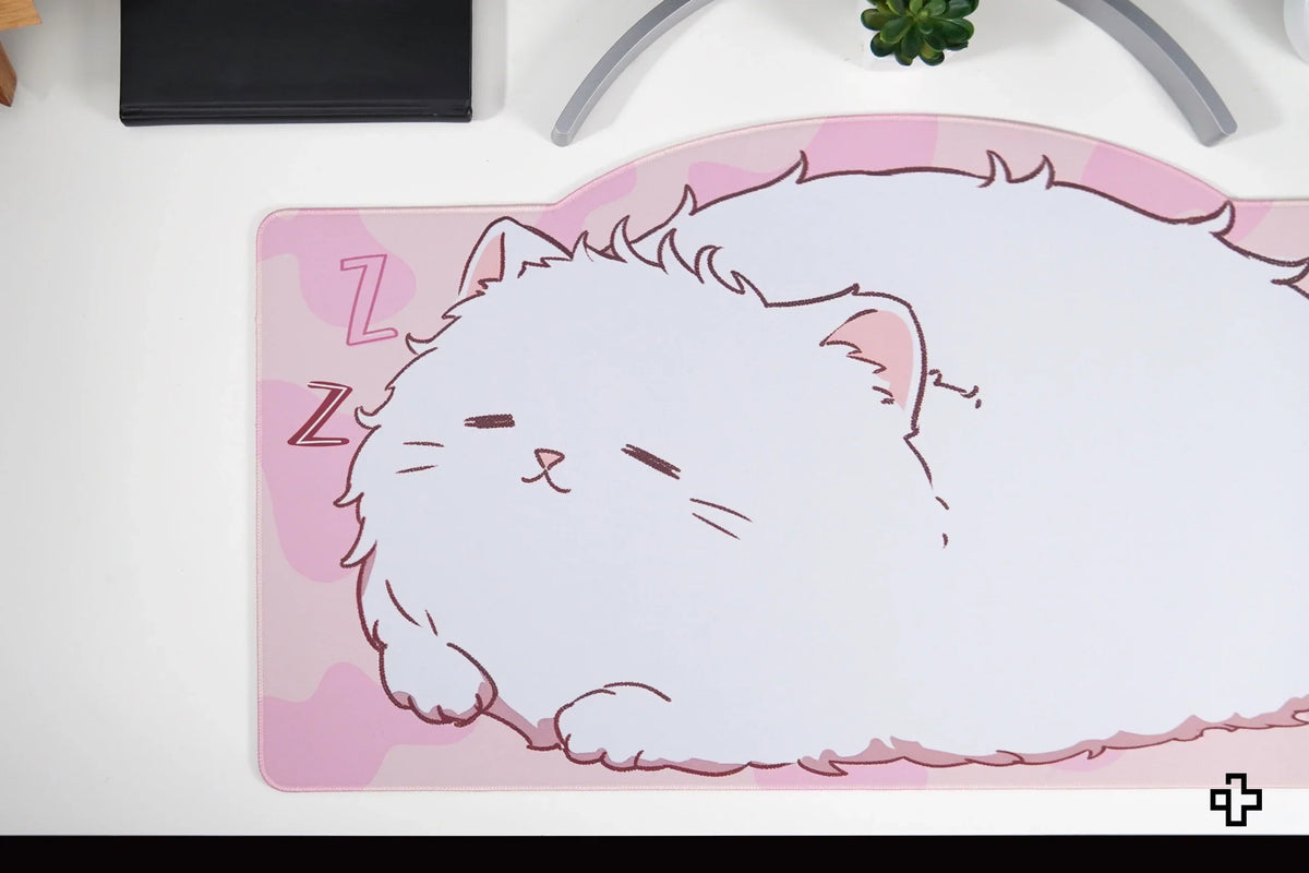 QwertyKey Bliss Cat gamer asztali egérpad, vízálló, varrott szélek, 4 mm, csúszásmentes gumitalp