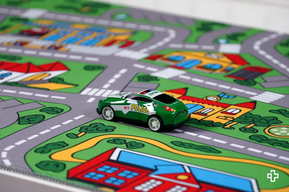QwertyKey Nostalgia Busy Town gamer asztali egérpad, vízálló, varrott szélek, 4 mm, csúszásmentes gumitalp