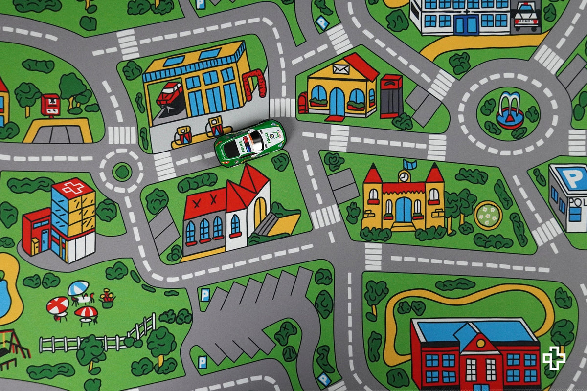 QwertyKey Nostalgia Busy Town gamer asztali egérpad, vízálló, varrott szélek, 4 mm, csúszásmentes gumitalp