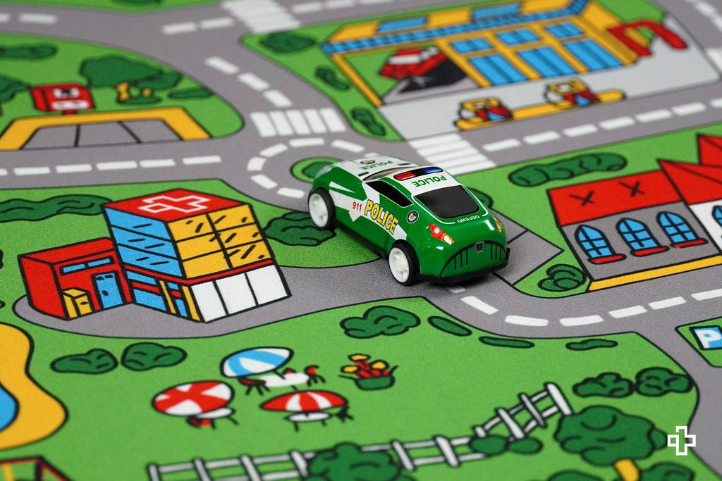 QwertyKey Nostalgia Busy Town gamer asztali egérpad, vízálló, varrott szélek, 4 mm, csúszásmentes gumitalp