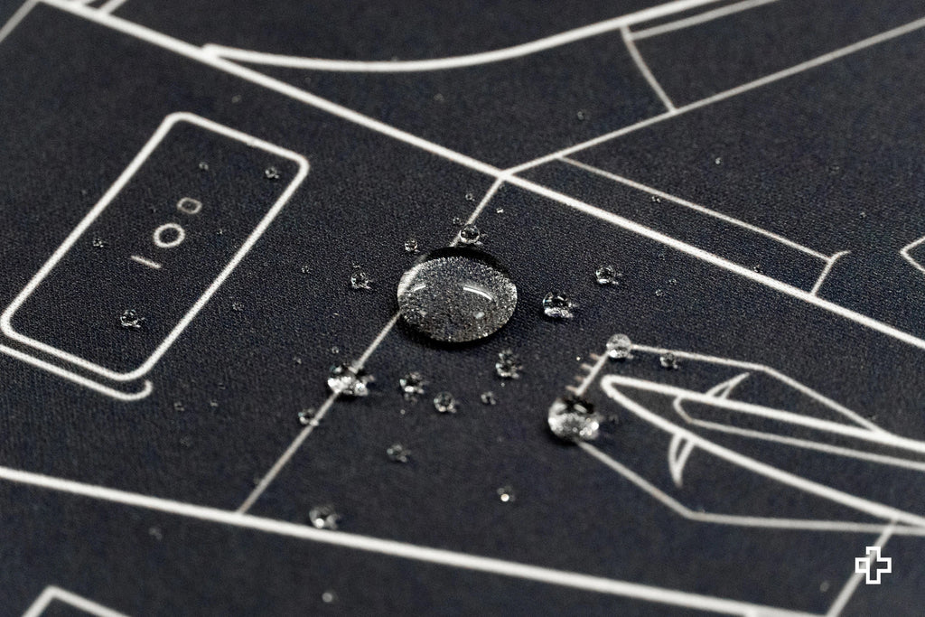 QwertyKey Plane Blueprint gamer asztali egérpad, vízálló, varrott szélek, 4 mm, csúszásmentes gumitalp