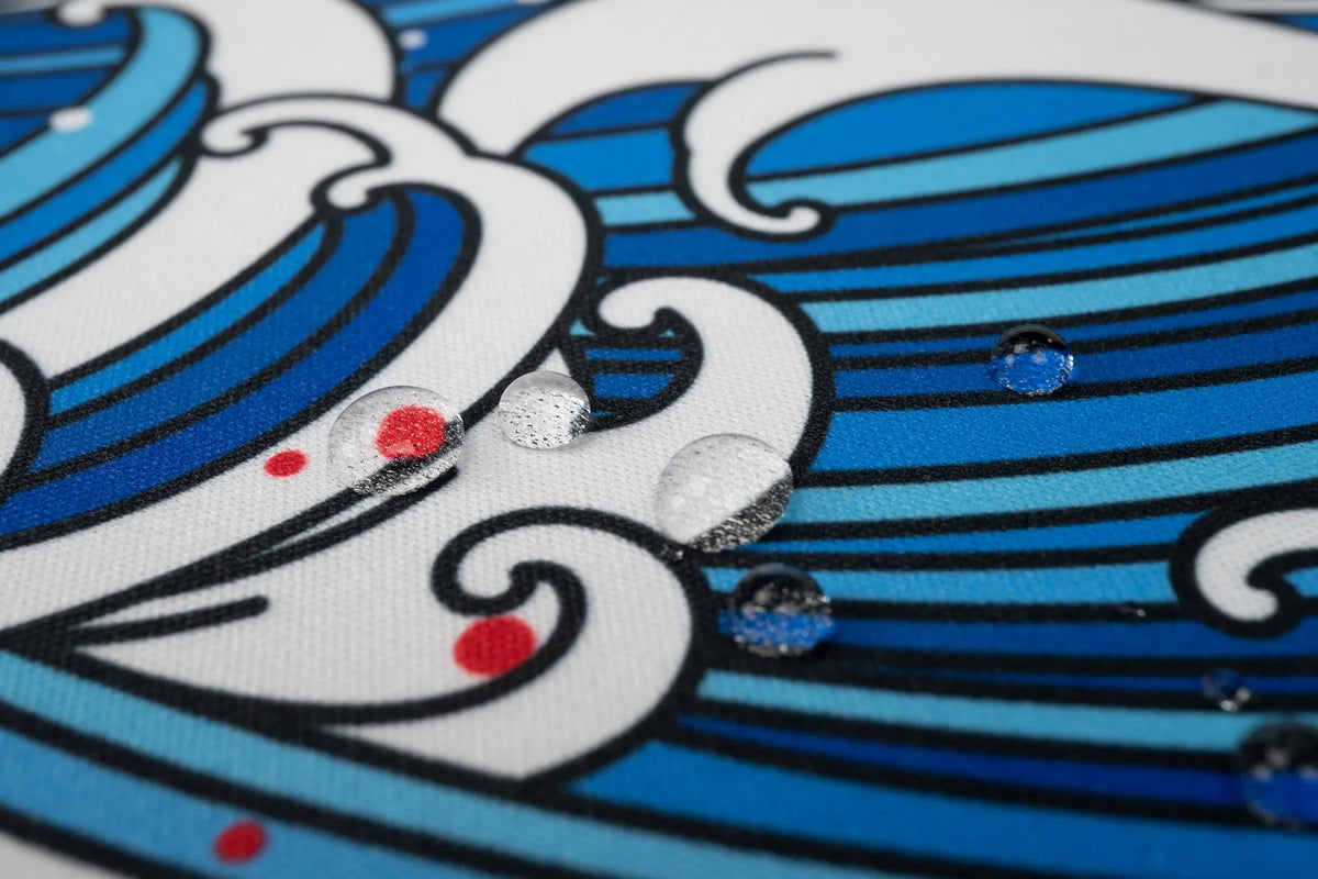 QwertyKey JapanWave RGB gamer asztali egérpad, vízálló, varrott szélek, 4 mm, csúszásmentes gumitalp